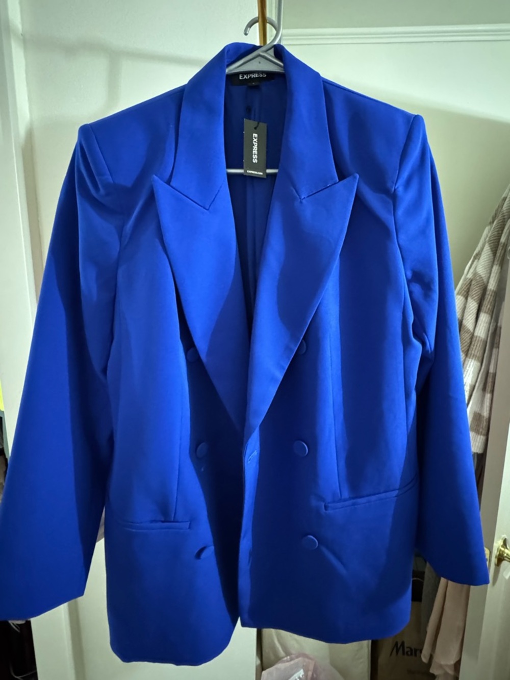 Express Women's Electric Blue Double-Breasted Blazer